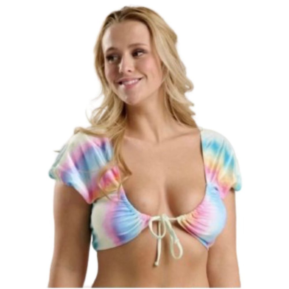 NWT Quintsoul Oasis of the Seas Bolero Top and Bikini Bottom in Multi Pastel M